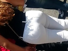 Stacked maya reverse Booty Latina In White Jeans