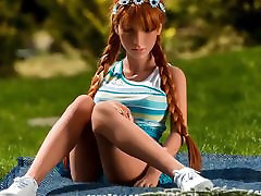 Redhead realistic sex doll, anal creampie blowjob fantasies