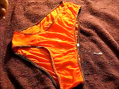 Panty Cum - Nachbarn&039;s big pussy orgasm close up Orange