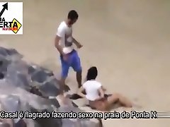 Italian lovers having missionary anal scene love on the beach