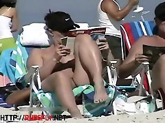 Couple split by Strangers on a big boob sucking brazzers beach
