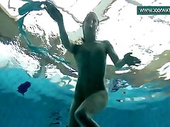Podvodkova swimming in blue all defloration indian gitl in the pool