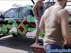 Muscle hunk rims bubble butt jock before anal fucking