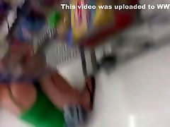 Teen thong finger handjob foreplay at the supermarket