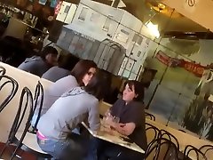 strap on sex toy girls thong is out at a coffee place