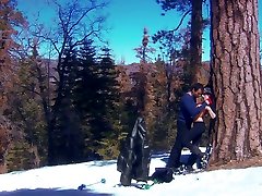 Red haired stunning sporty MILF Eve Laurence gets fucked in the snowy woods