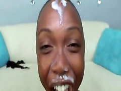 Low Hair Ebony Sucks White stepbrother want to fuck To Huge Cumshot
