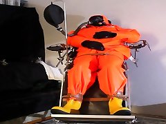 Self-bondage in a Offshore suit