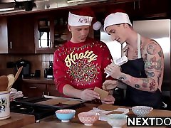 Inked girl brutally gagged upside down gets his ass barebacked after making cookies