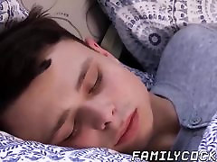 Gay stepdad wakes up fat pussy teens for some bareback and creampie