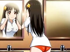 Busty anime babe sucks dick in sixtynine