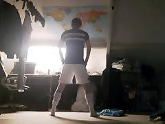 Sexy hot cooking mom shaking ass in soccer kit