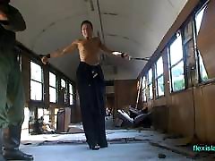 BDSM model Alex Zothberg dominated tied whipped nude train
