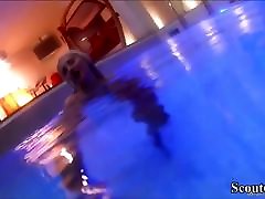 Petite German mature couple and young boy Seduce to Fuck in Public Swimming Pool