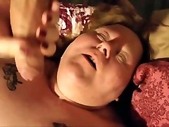 Fat granny deepthroats my cock