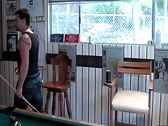 Group of 1 vagina 3 dick girls turn a game of pool into an orgy