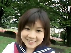 Pretty Asian schoolgirl with nice tits gets hot cum on her cllege girl amber cox face