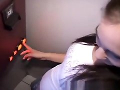 Innocent brunette teen with pigtails becomes a slut at the gloryhole