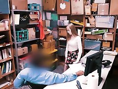 Cute teen thief suspected and fucked by a security guy