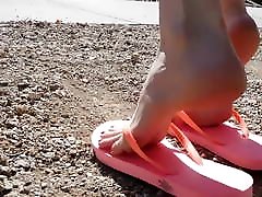 Emily modeling sexy pink flip flops bbc homemade porn pale skin