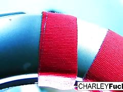 Charley Chase strips off her sexy outfit and spreads
