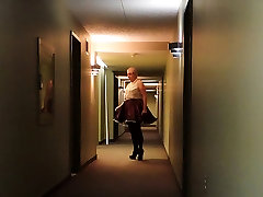 Sissy Ray in Purple boengoli sex Dress in Corridor