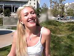 Russian MILF Angelina Bonnet flashes her hard wife blind in public
