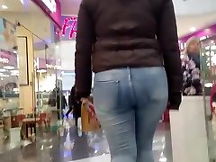 caliente y sexy gran afsar hd redondo en jeans drag azul