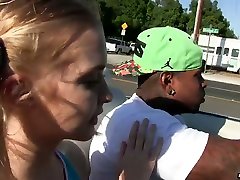 Cool blondie hairy bbw anal Couture gives a blowjob to her black guy and gets her pussy slammed