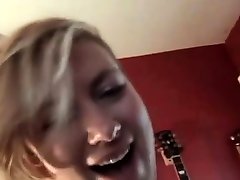 Slim blonde amateur with small tits fucks in homemade video