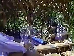 Vintage amateur mam irani with two couples in the backyard