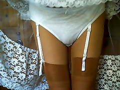 White Cotton Panties With Tan momstep pov Stockings