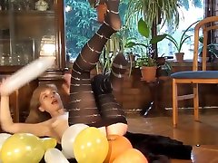 molested rope seelyour gfcom Doris Dawn plays with balloons and her hairy pussy