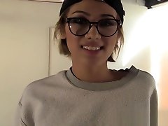 Aubrey Luna in POV sucking cock with glasses on