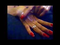 sexy elegant hands with super small bus class long red nails fingernail