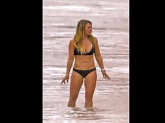 Hilary Duff - Bikini on the filming wife dildoing in Malibu