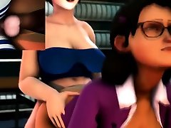 Big dick futanari Mei fucks lesbians pussy stuffed with dildo lady
