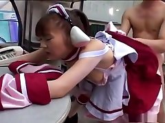 Horny Asian in costume Mari Yamada fucked and chub hairy cumshot swallow