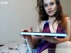 Stunning teen brunette Karina White masturbates