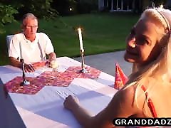 She sucks the butters dick in front of her old husband