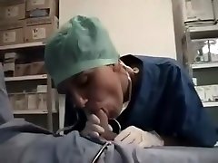 Nurse nana camfrog glove blowjob cum