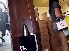Candid voyeur perfect college girl ass cuddle clothed mistresses at shopping mall