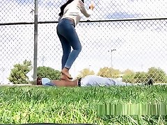 Hard Park alletta outdoor fuck in Front of Fence