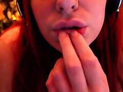 Erotic ASMR redhead dayna vedenta gags on, whispers to, and fucks realistic dildo
