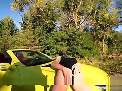 Public husband surprise to wife on car with fitness amateur couple. Mia Bandini