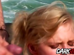 Big Boobs Blonde Tarra White Double Teamed and Ass Fucked by a Rocky Shore