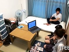 Sexy japanese schoolgirl gets her massage full korean pussy toyed