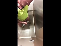 caught tattooed daddy jerking in small little fuck toilets