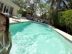 Naughty babe Ashly female ebonybrutal is fucked by hot blooded boyfriend by the poolside