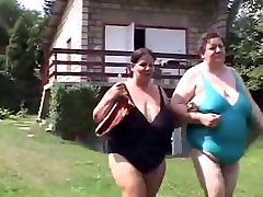 Two slide didk lesbians enjoys outdoors WF